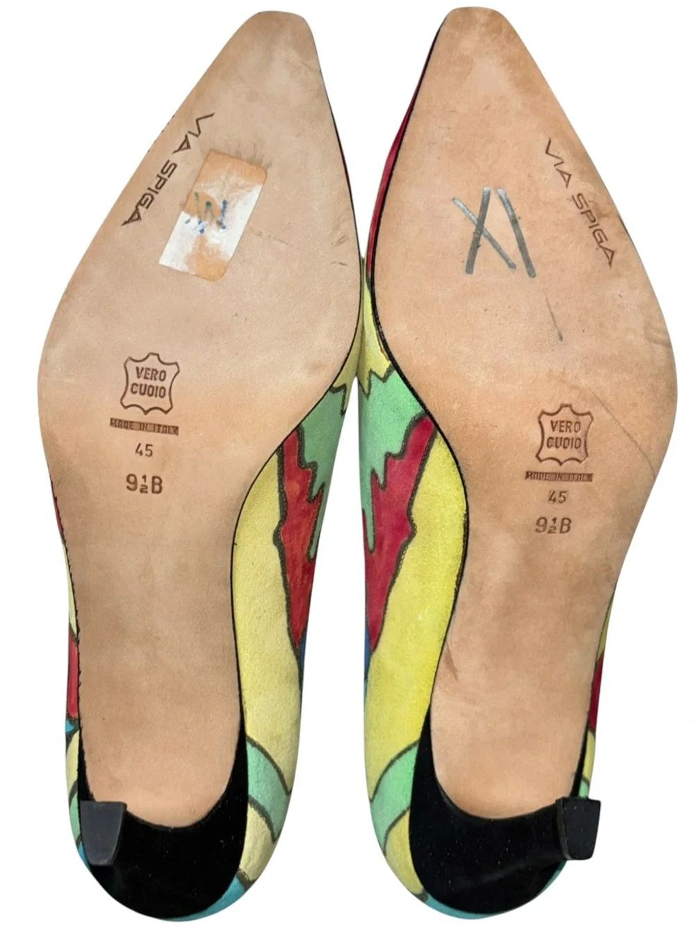 Via Spiga Vintage Italy Hand Painted Suede Pointed Toe Stiletto Pumps 9.5B